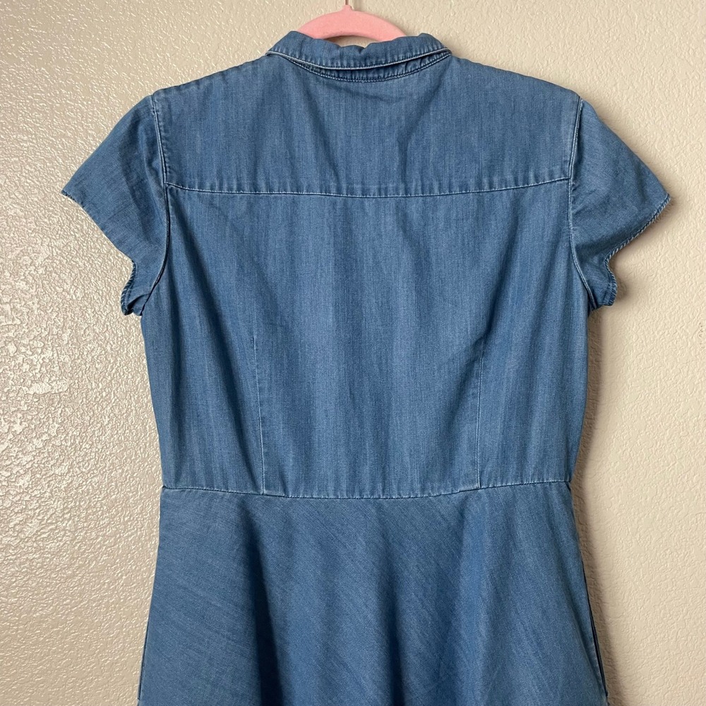 Boden Dress Womens 8 Long Blue Sophia Denim Button Front Pockets Mini Cotton - Picture 6 of 11